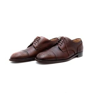 Salvatore Ferragamo Brown Leather Oxford Cap Toe Brogue‎ Men's Shoe Size 10.5D